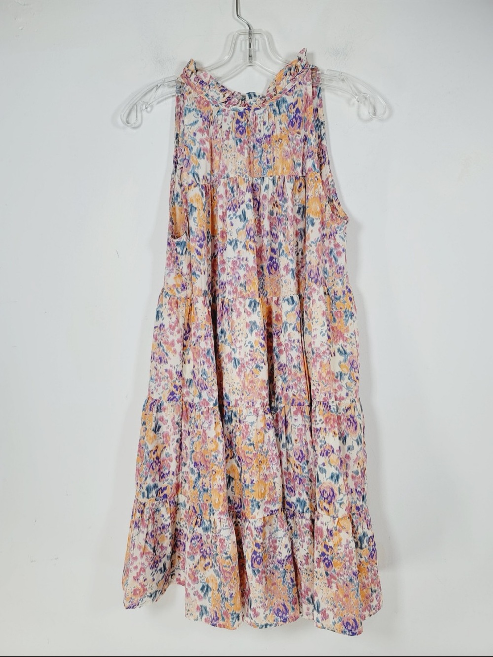 Hailey & Co Sleeveless Tiered Floral Sundress in Pastel Mix, Size Small